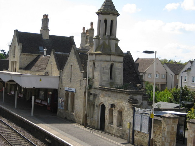 Stamford Station - The station building is a fine stone structure in Mock Tudor style, designed by Sancton Wood